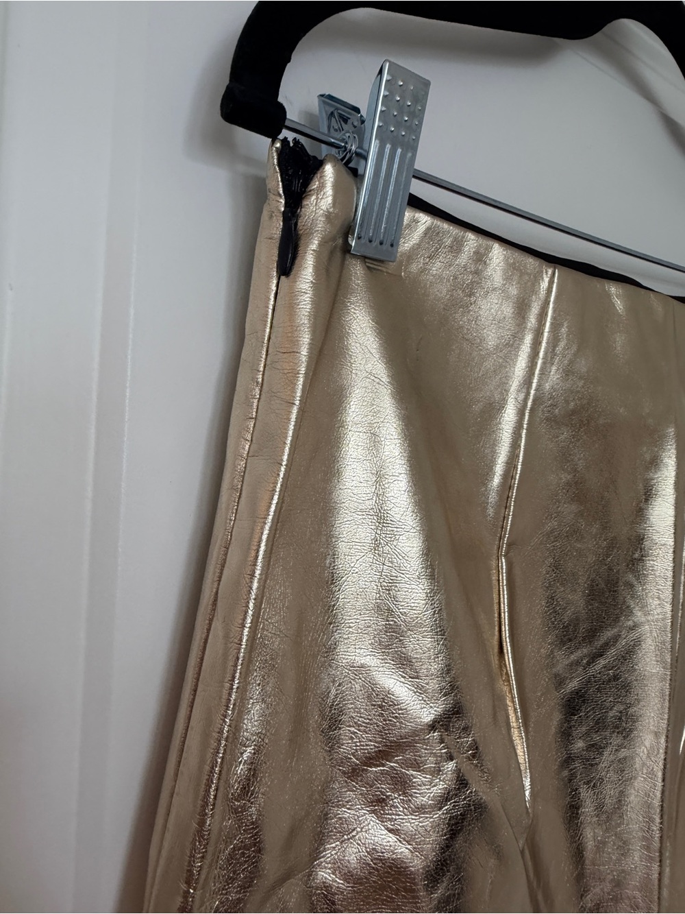 Endless Rose Metallic Gold Midi Skirt - Sleek High-Waist Design, Size M - Picture 4 of 5